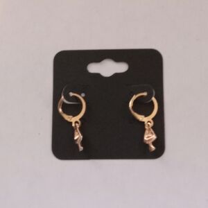 Gold Hoop Earrings with Charm